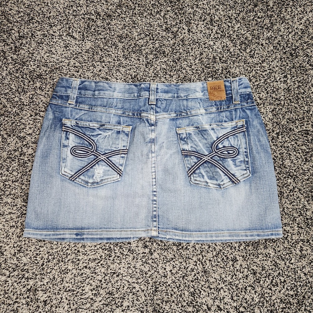 Y2K BKE Denim Jean Skirt Micro Mini Preppy Grunge Punk Festival Fairy Goth Sz 30